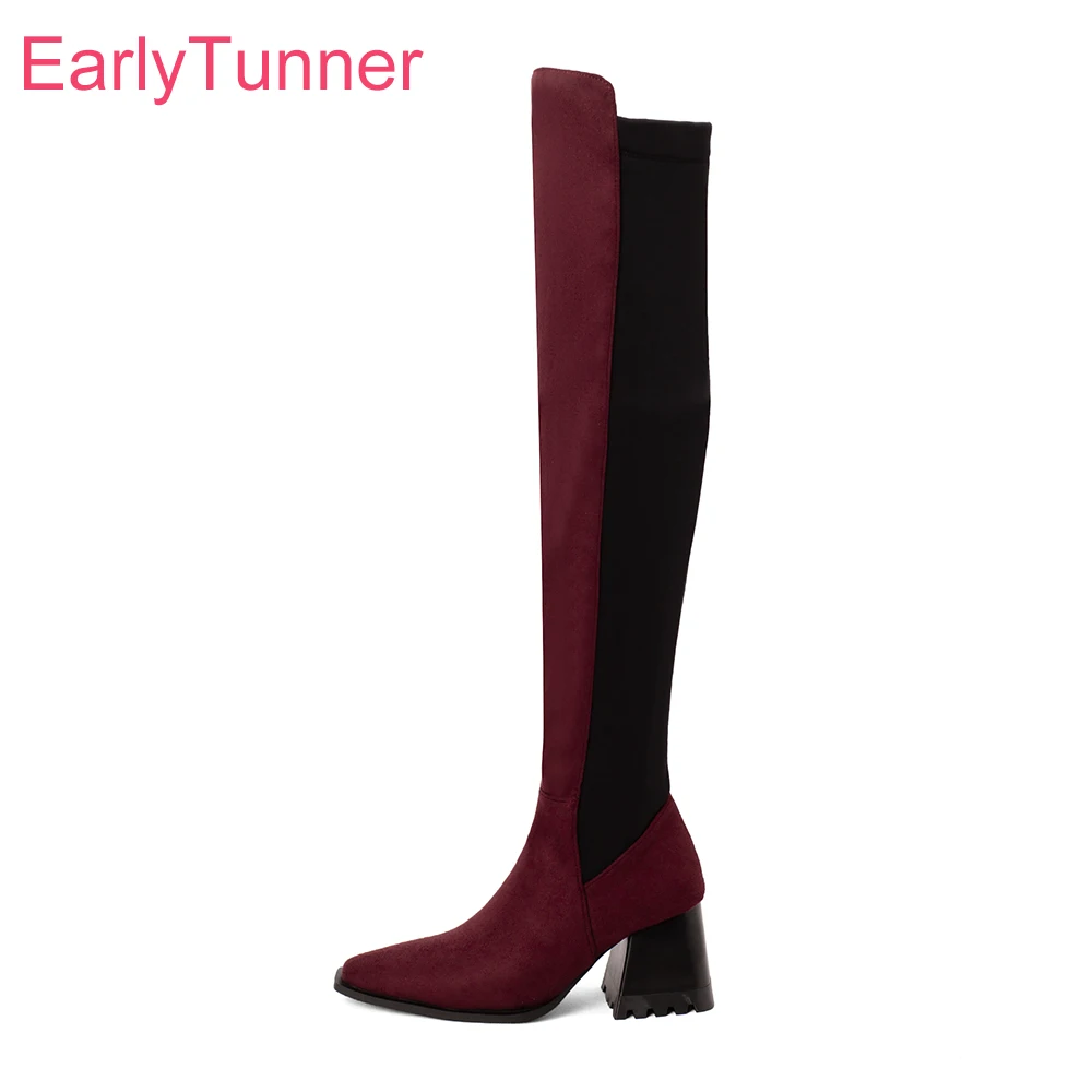 Riding Boot Short - Nuevo invierno Glamour vino rojo negro