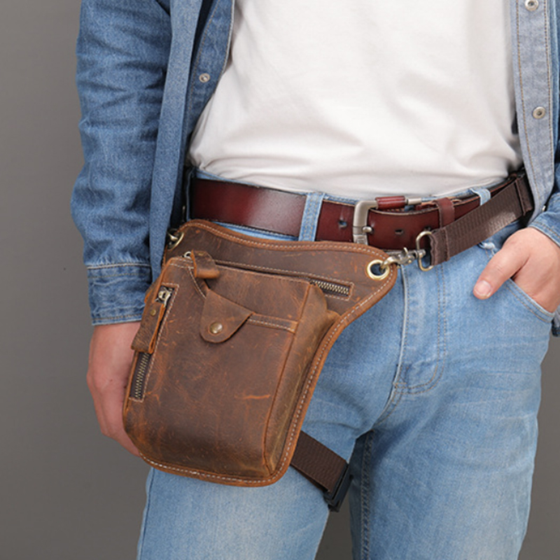 Motorcycle Gear Backpack - Riñonera de cuero Pu Vintage para